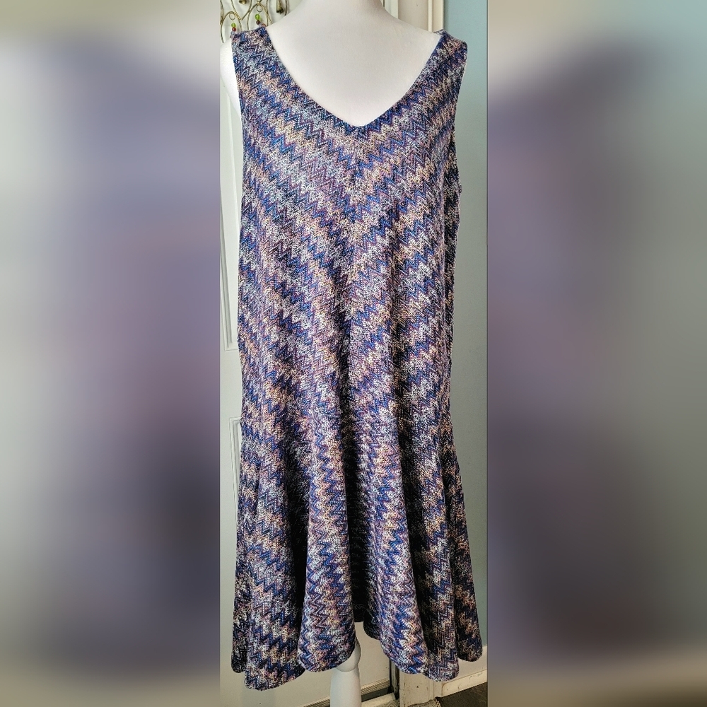 Maeve Anthropologie Westwater Chevron Knit Midi Dress Women's M Multi Drop Waist
